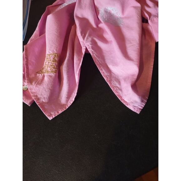 J Jill Embroidered Button-Front Tunic Top Collared Pink Size Medium Petite MP PM - Picture 8 of 8